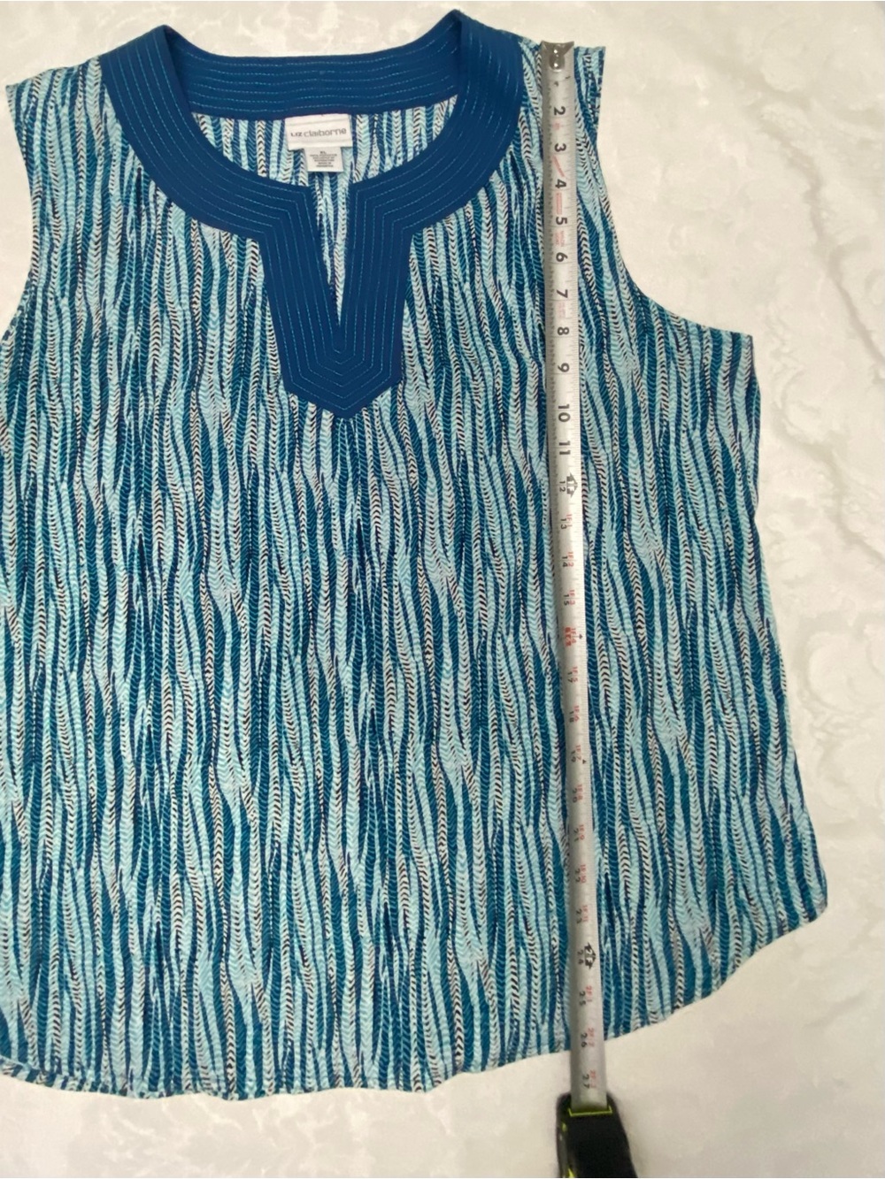Liz Claiborne Blue Multi-Stripe Sleeveless Camisole Blouse - Picture 2 of 4